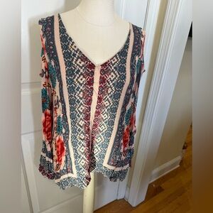 Blue Rain Multicolor Boho cold-shoulder Blouse